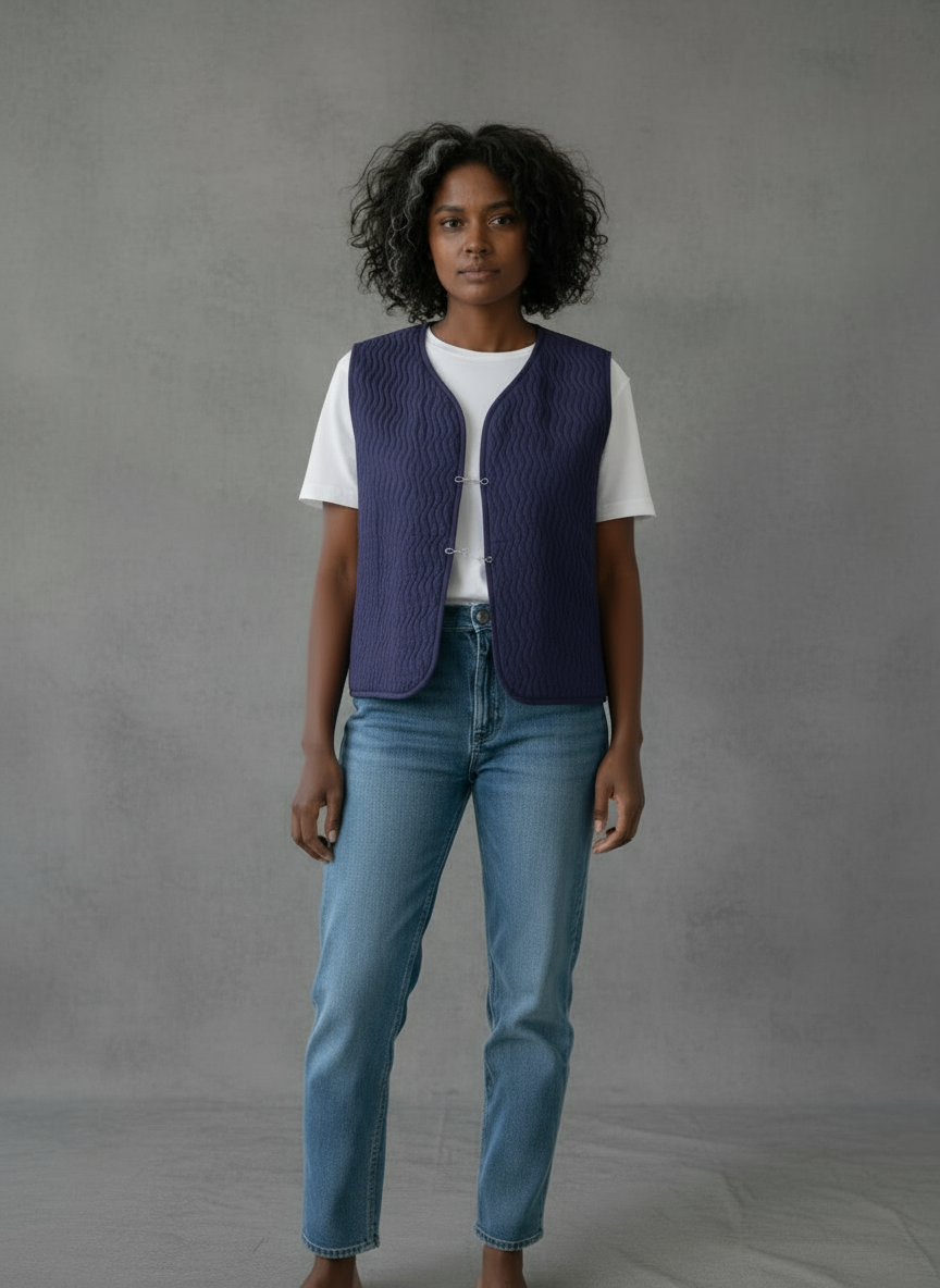 Jacquard Red Pink Blue Reversible Gilet Vest