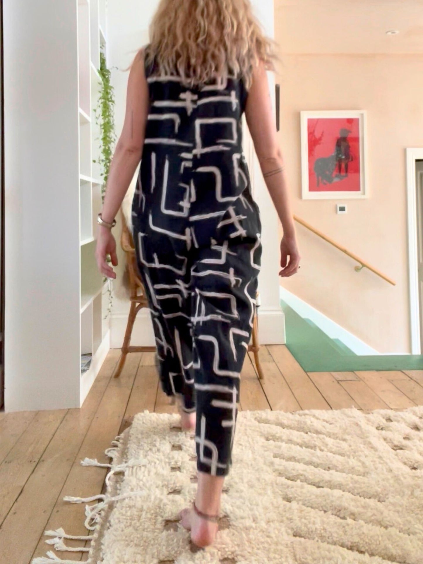black and white sleeveless jumpsuit by Wild Clouds