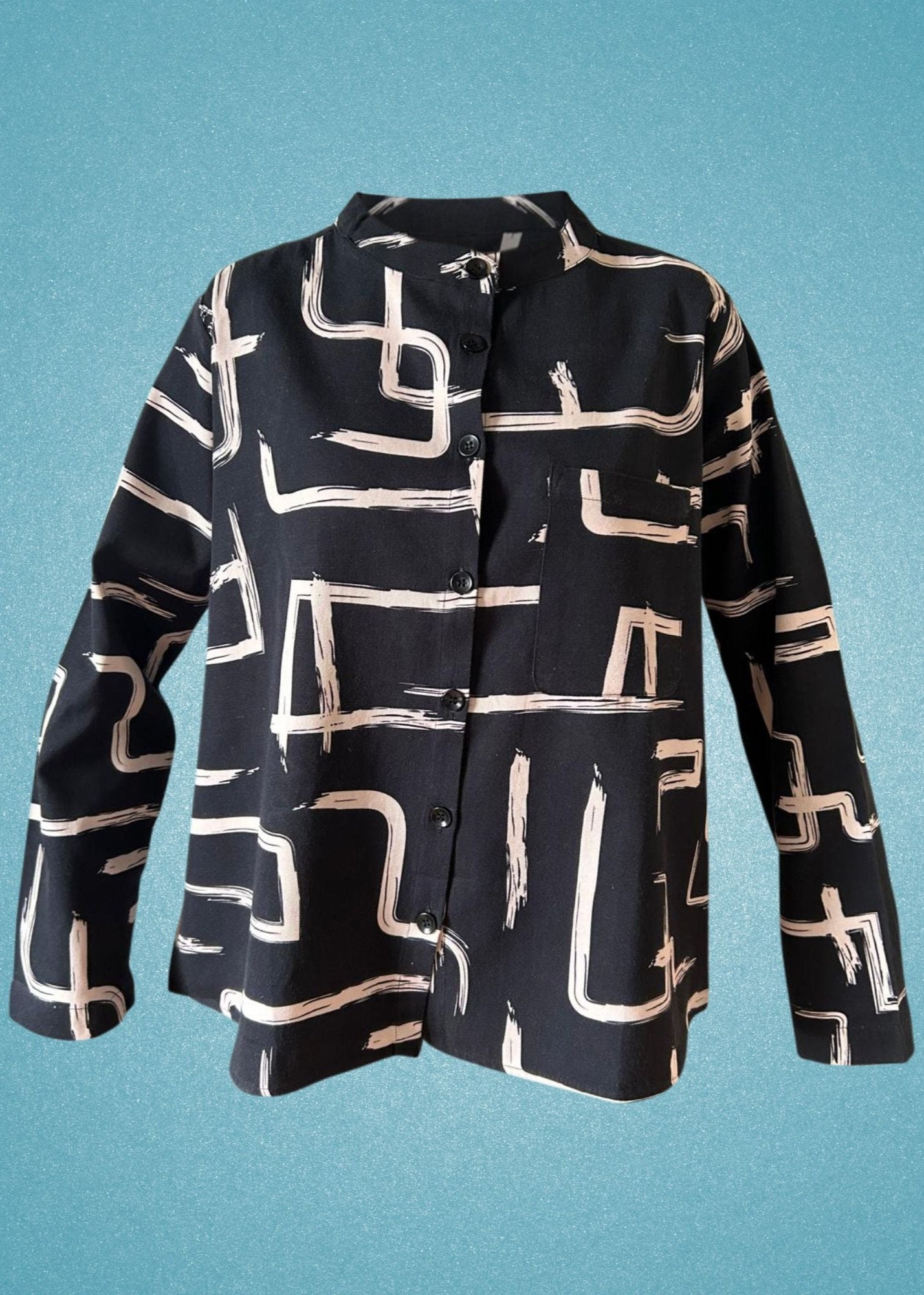 Wild Clouds Monochrome organic cotton and linen shirt