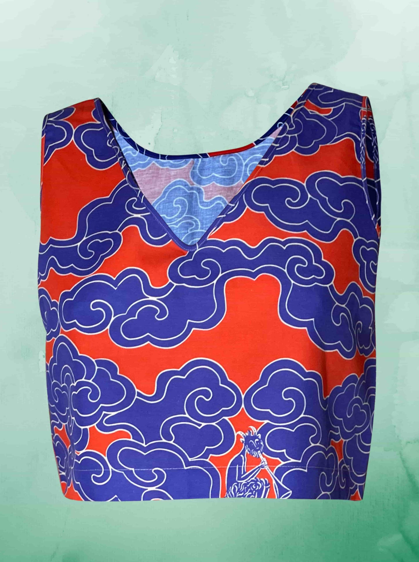 Reversible Indigo Clouds Print organic cotton and linen Tank Top by Wild Clouds