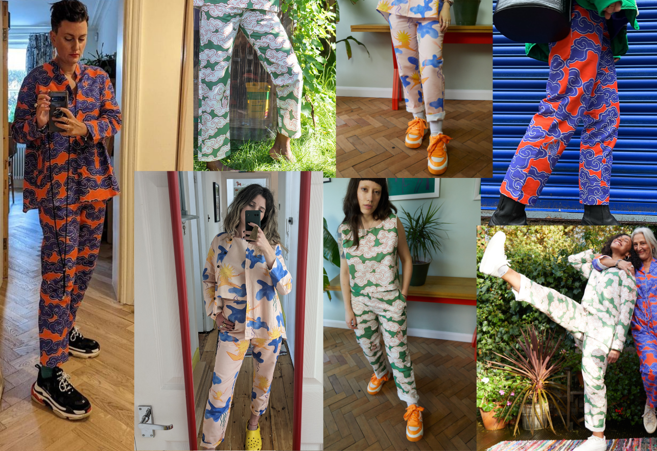 Wild Clouds Trousers collage