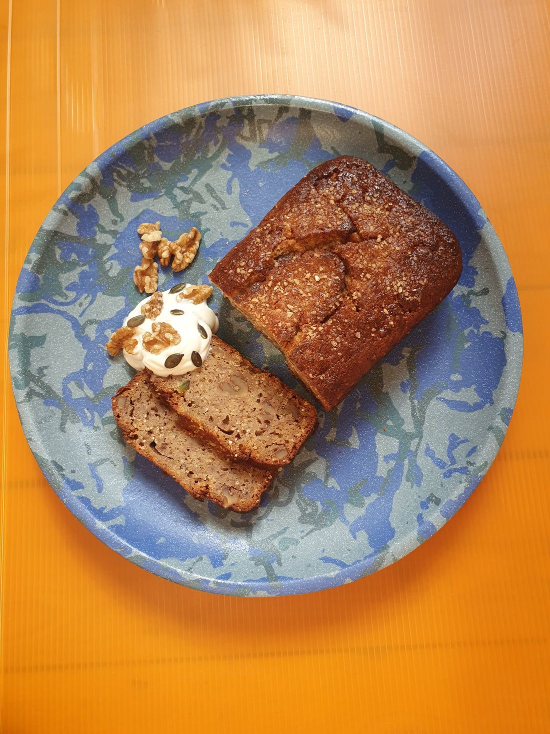  Ginger, Oat & Walnut Banana Bread with yoghurt and seeds