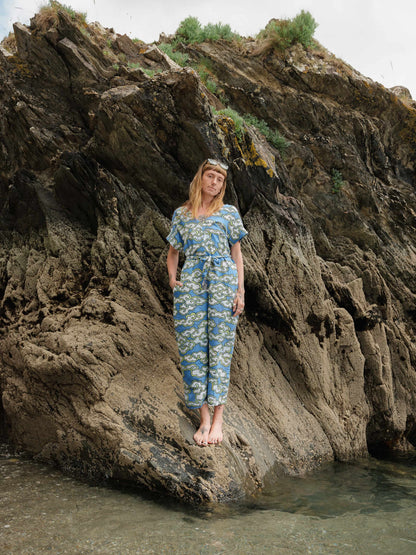Blue Clouds Loose Fit EcoVera and Linen Jumpsuit