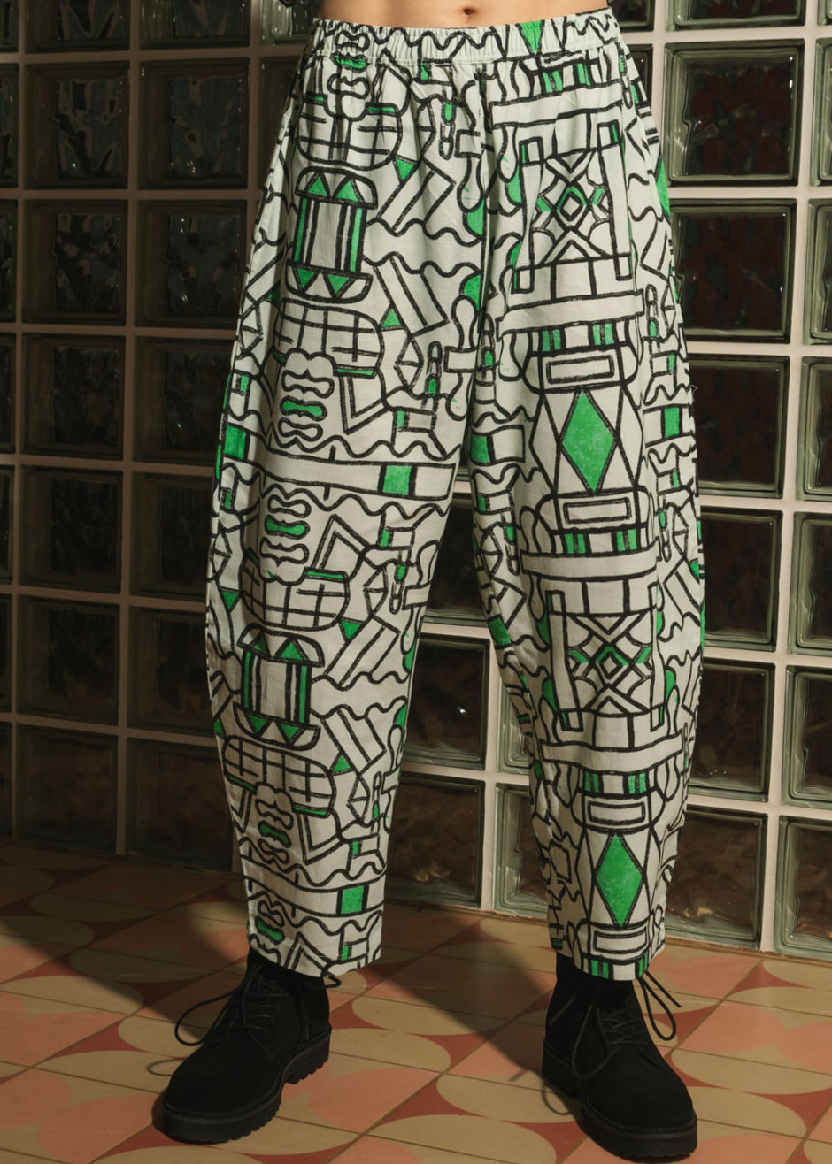 Organic Cotton & Linen Black & White Balloon Trousers