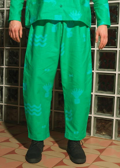 Green Meadow Flow Balloon Trousers