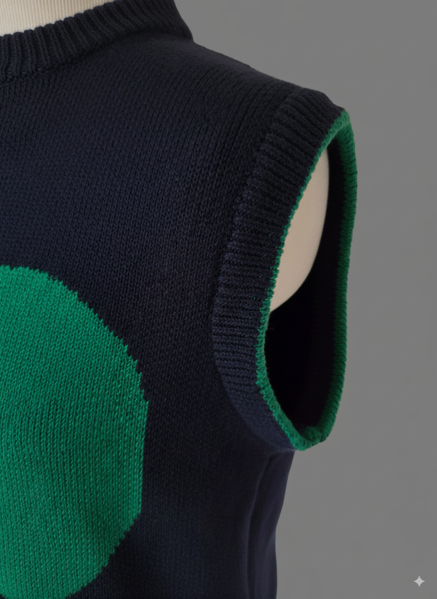 Organic Cotton Knit Jumper Vest - Blue
