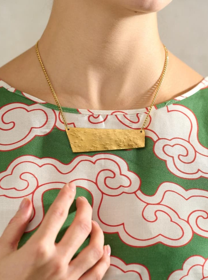 Wild Clouds abstract recycled brass short necklace