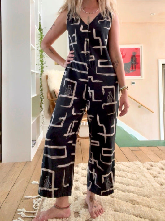 black and white sleeveless jumpsuit by Wild Clouds