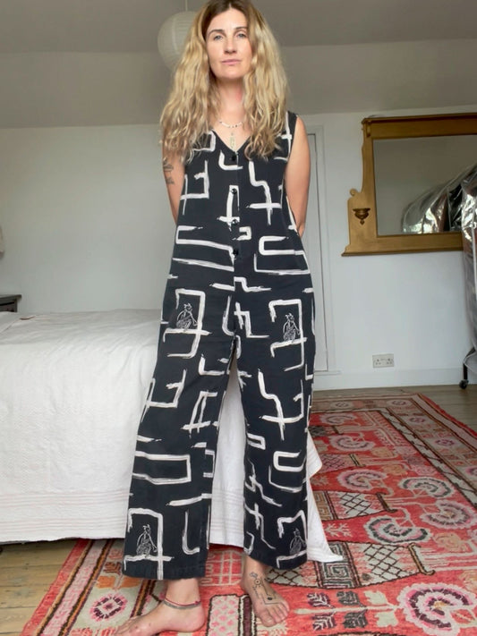 black and white sleeveless jumpsuit by Wild Clouds