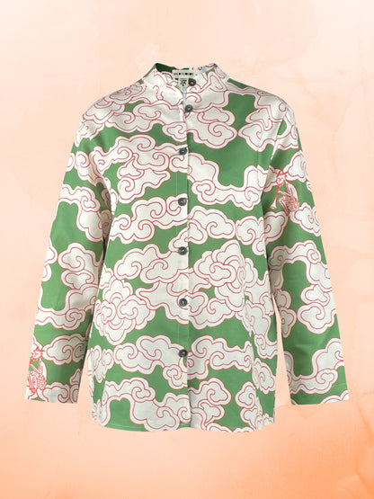 Organic Cotton & Linen Green Clouds Shirt