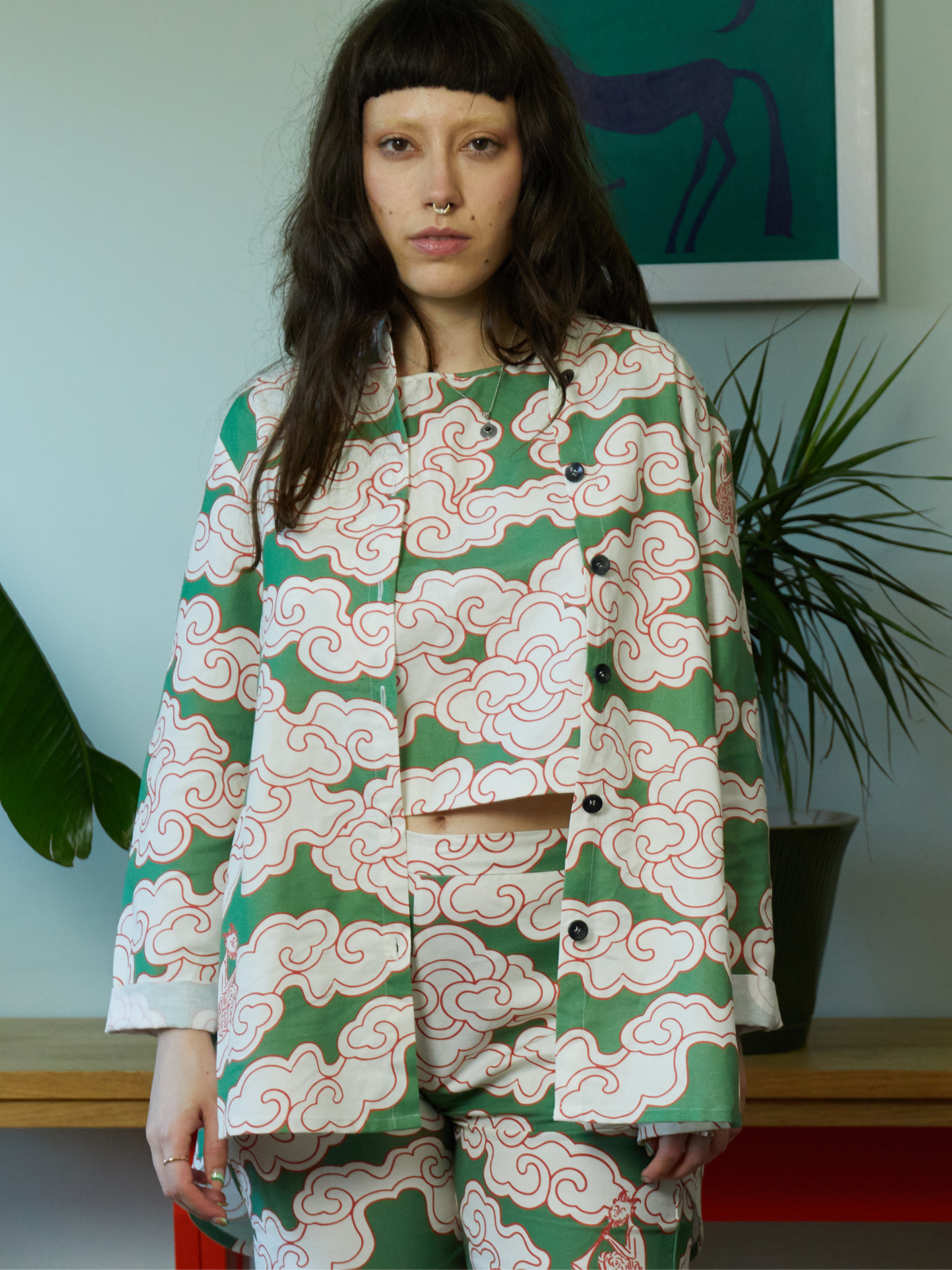 Green Clouds Organic Cotton and Linen Shirt by Wild Clouds