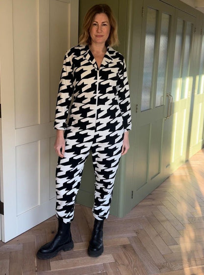 Deadstock fabric made in the UK exploded houndstooth jumpsuit