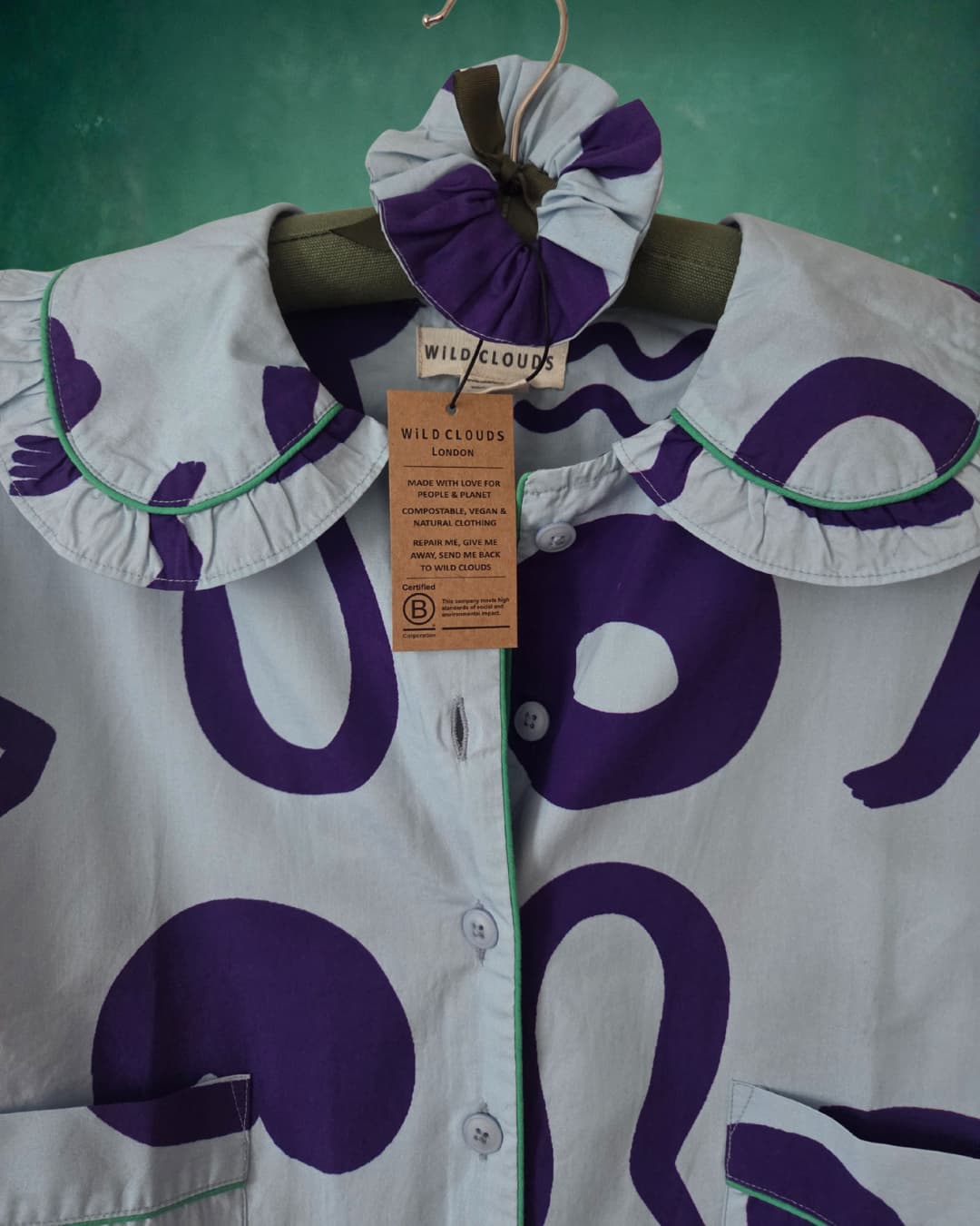 Organic Cotton Pyjama Shirt in Blue Things