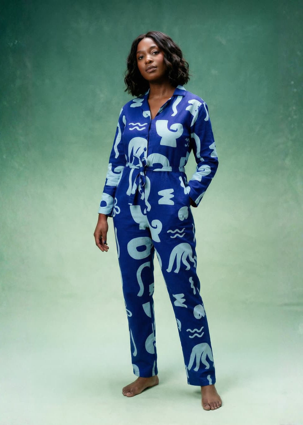 Organic Cotton & Linen Jumpsuit Boilersuit - Wild Clouds