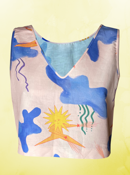 Reversible Sun Dance organic cotton and linen Tank Top by Wild Clouds