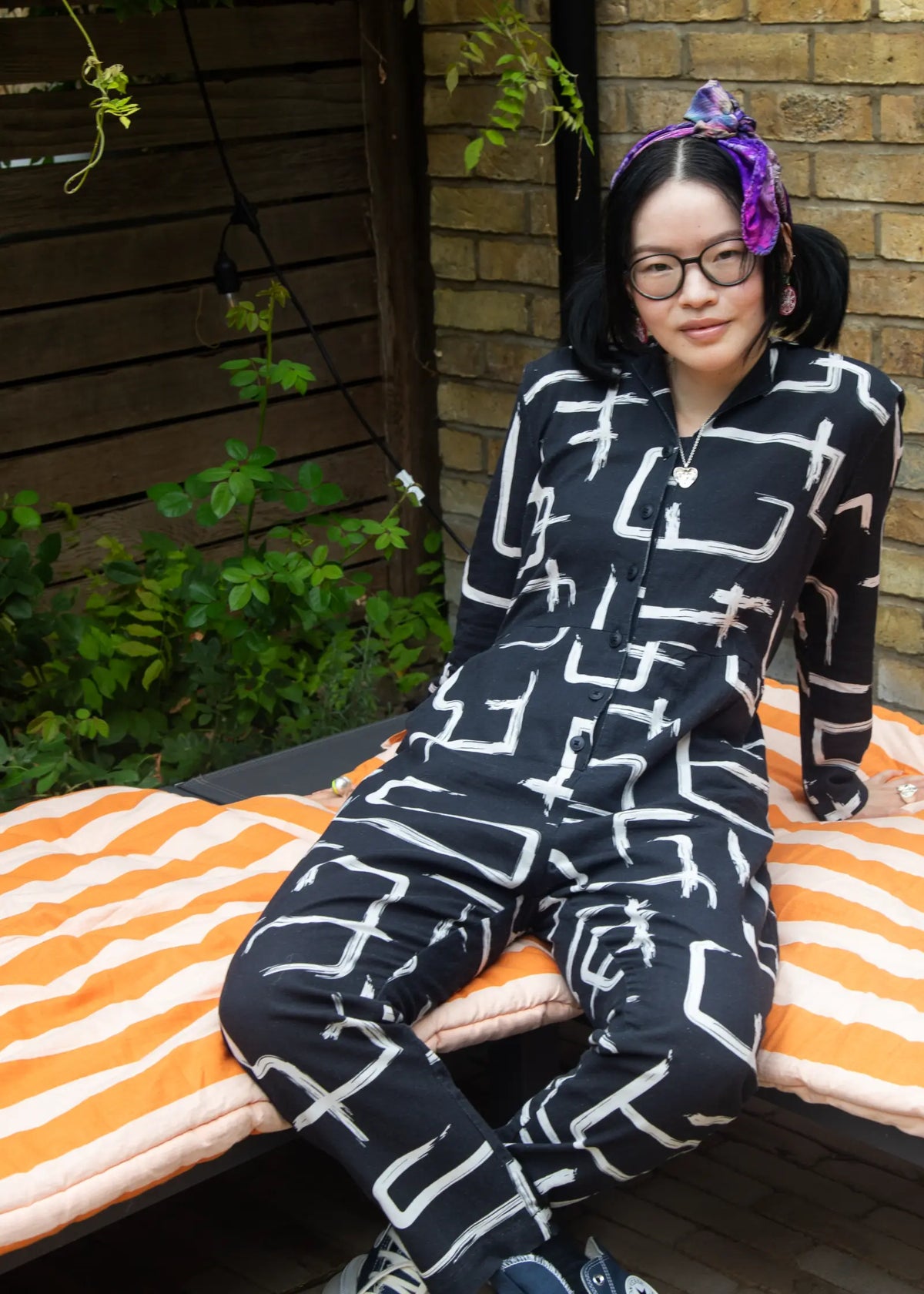 Organic Cotton & Linen Jumpsuit - Galaxy Black & White