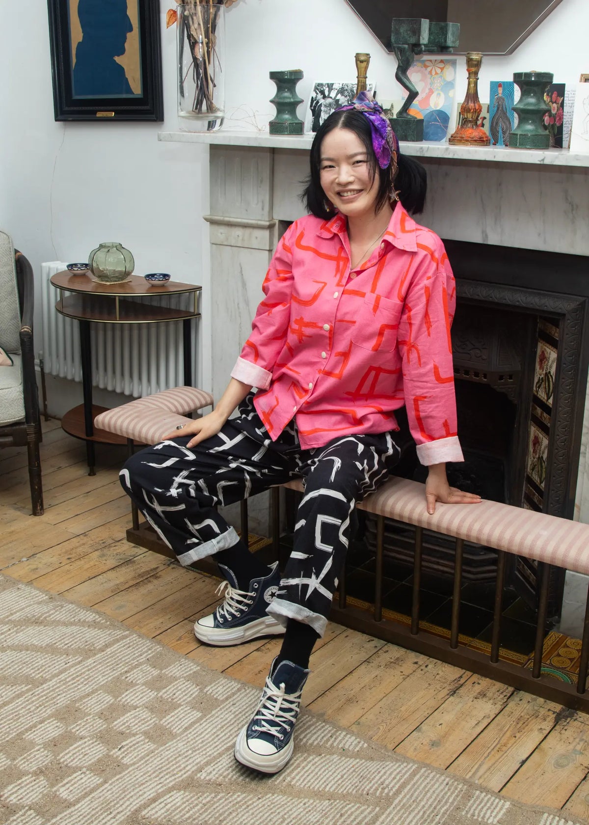 Organic Cotton & Linen Shirt - Galaxy Pink & Red