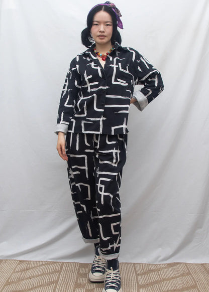 Organic Cotton & Linen Shirt - Galaxy Black & White