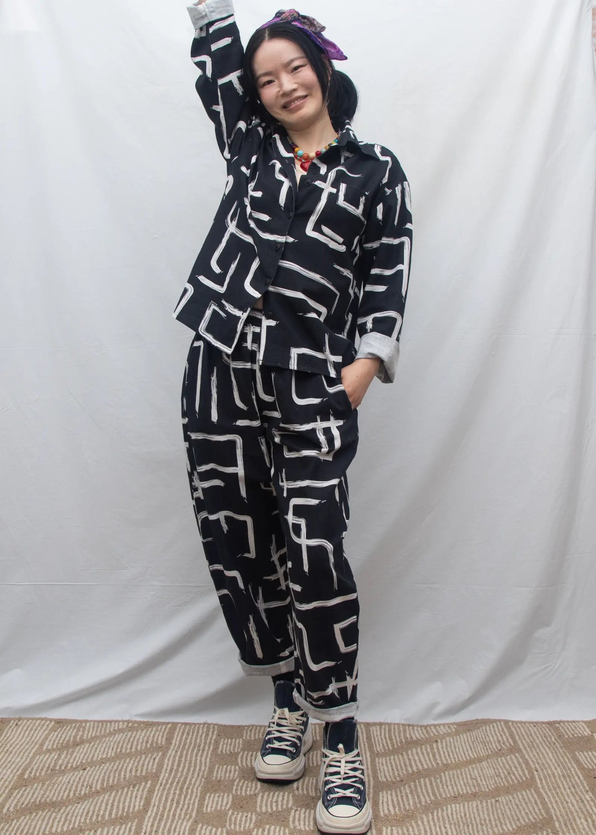 Organic Cotton & Linen Shirt - Galaxy Black & White