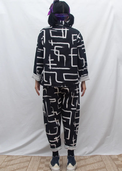 Organic Cotton & Linen Shirt - Galaxy Black & White
