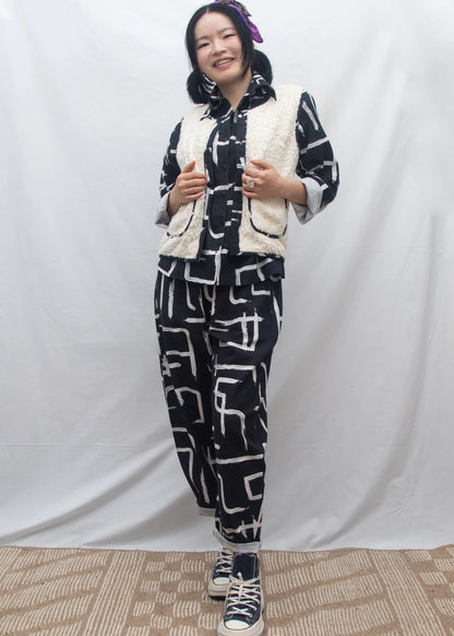 Organic Cotton & Linen Terry Gilet - Galaxy Black & White